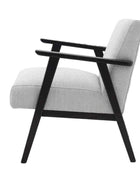 Relaxed Soft Grey Linen and Black Wood Armchair - The Farthing