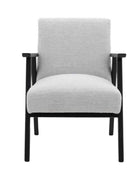 Relaxed Soft Grey Linen and Black Wood Armchair - The Farthing