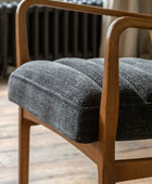 Ribbed Charcoal Boucle Fabric Armchair - The Farthing