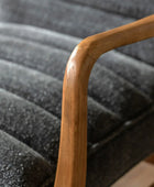 Ribbed Charcoal Boucle Fabric Armchair - The Farthing