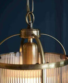 Ribbed Glass & Antique Brass Pendant Light - The Farthing