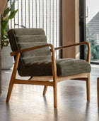 Ribbed Green Boucle Fabric Armchair - The Farthing