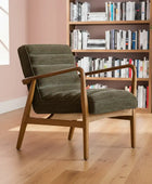Ribbed Green Boucle Fabric Armchair