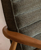 Ribbed Green Boucle Fabric Armchair - The Farthing