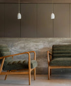 Ribbed Green Boucle Fabric Armchair - The Farthing