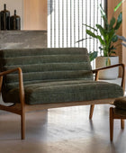 Ribbed Green Boucle Fabric Two Seater Armchair - The Farthing
