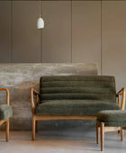 Ribbed Green Boucle Fabric Two Seater Armchair - The Farthing
