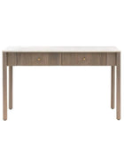 Ribbed Mango Wood & Carrera Marble Top Console Table - The Farthing