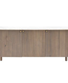 Ribbed Mango Wood & Carrera Marble Top Sideboard - The Farthing