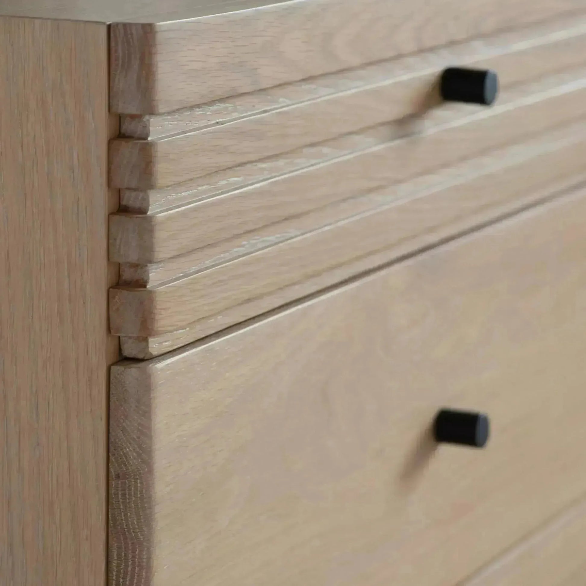 Ribbed Top Oak Sideboard Six Drawer Cabinet - The Farthing