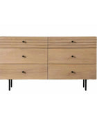 Ribbed Top Oak Sideboard Six Drawer Cabinet - The Farthing