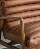 Ribbed Vintage Brown Leather Fabric Two Seater Armchair - The Farthing