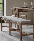 Rich Acacia Wood Dining Bench with Padded Fabric Top - The Farthing