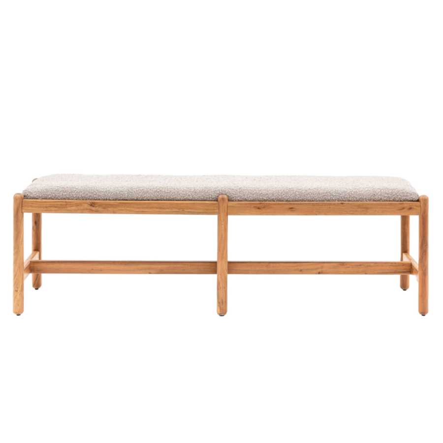 Rich Acacia Wood Dining Bench with Padded Fabric Top - The Farthing