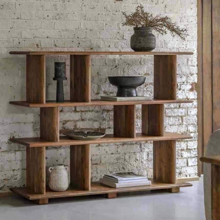 Rich Acacia Wood Open Display Shelf Unit - The Farthing