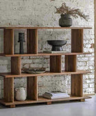 Rich Acacia Wood Open Display Shelf Unit - The Farthing