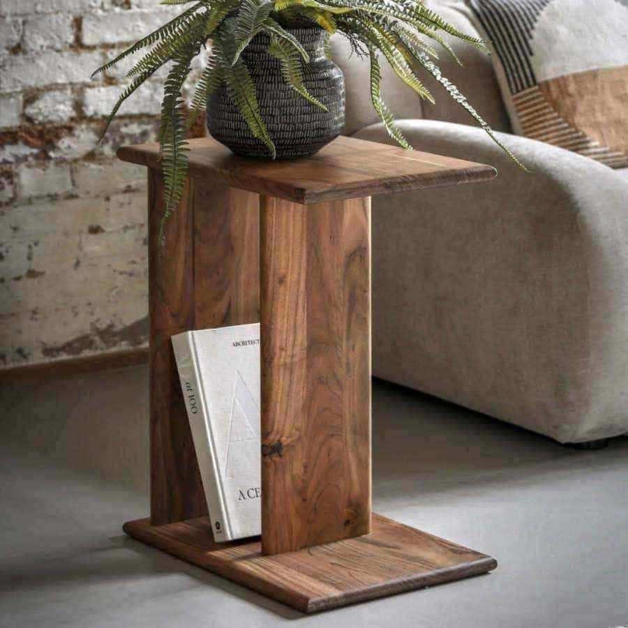 Rich Acacia Wood Side Table - The Farthing