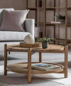 Rich Mango Wood & Cane Shelf Coffee Table - The Farthing