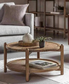 Rich Mango Wood & Cane Shelf Coffee Table - The Farthing