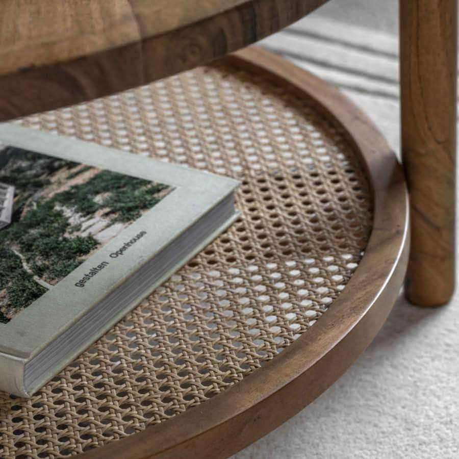 Rich Mango Wood & Cane Shelf Coffee Table - The Farthing