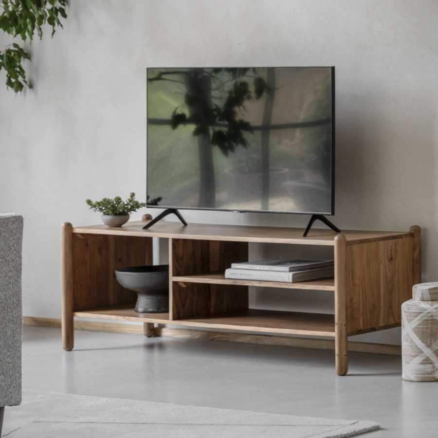 Rich Mango Wood Open Media Unit - The Farthing