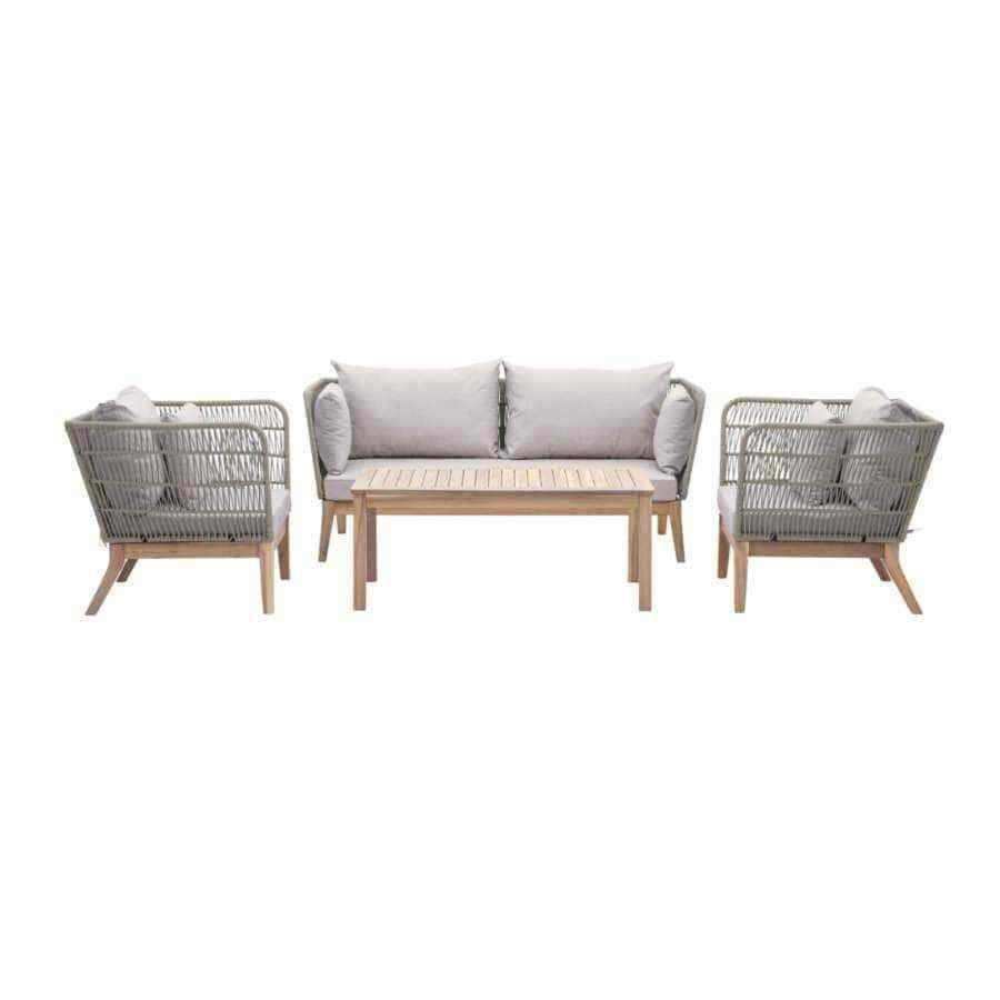 Rope and Wood Outdoor Lounge Sofa Set - The Farthing