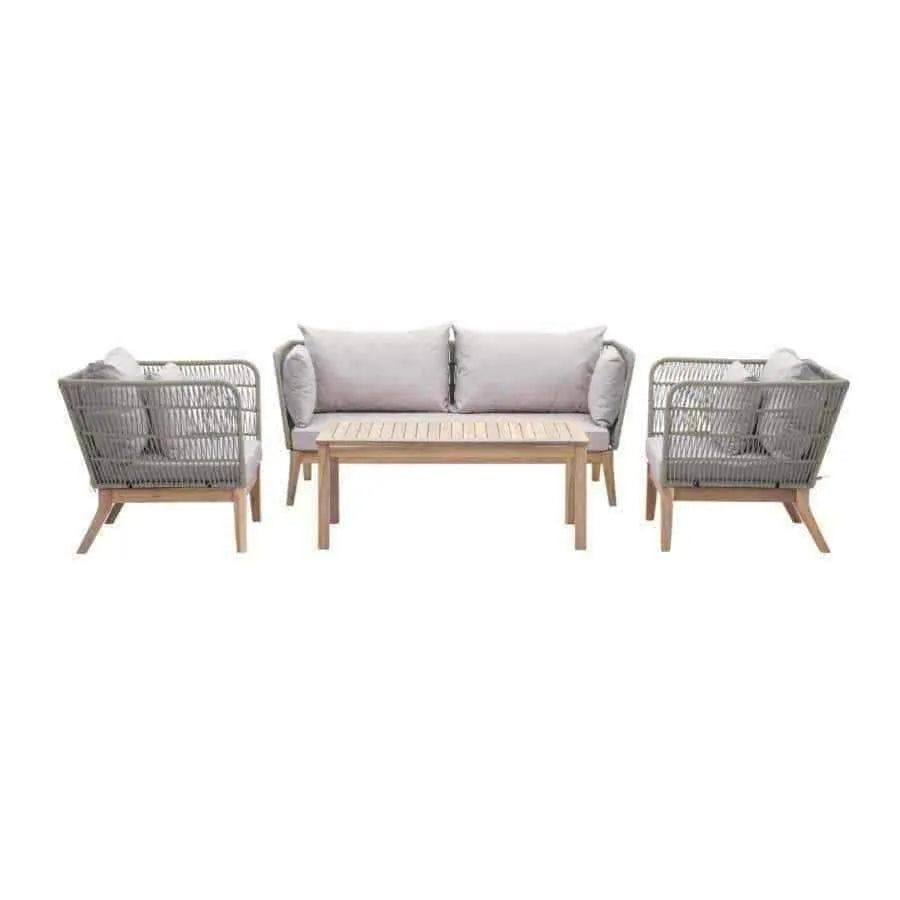 Rope and Wood Outdoor Lounge Sofa Set - The Farthing