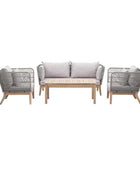 Rope and Wood Outdoor Lounge Sofa Set - The Farthing