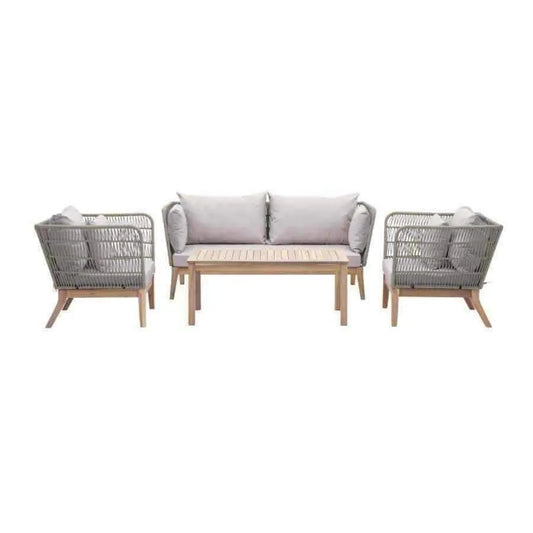 Rope and Wood Outdoor Lounge Sofa Set - The Farthing