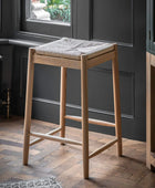 Rope Topped Wooden Stool - The Farthing