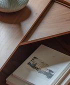 Round Acacia Wood Sliding Top Storage Coffee Table - The Farthing