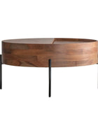 Round Acacia Wood Sliding Top Storage Coffee Table - The Farthing
