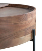Round Acacia Wood Sliding Top Storage Coffee Table - The Farthing