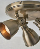 Round Antiqued Brass 3 Spot Ceiling Light - The Farthing