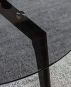 Round Black Oak and Glass Coffee Table - The Farthing