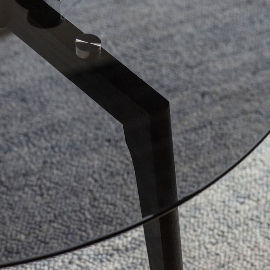 Round Black Oak and Glass Coffee Table - The Farthing