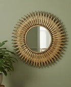 Round Distressed Feather Wall Mirror