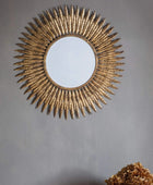 Round Distressed Feather Wall Mirror - The Farthing