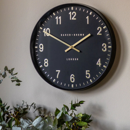 Round Frame Black & Gold Wall Clock 40cm - The Farthing