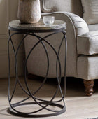 Round Gold Hammered Topped Spiral Side Table - The Farthing