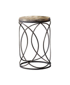 Round Gold Hammered Topped Spiral Side Table - The Farthing