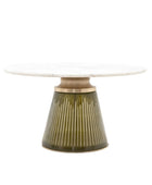 Round Green Glass Base Marble Topped Coffee Table - The Farthing