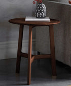 Round Mid Century Styled Walnut Side Table - The Farthing