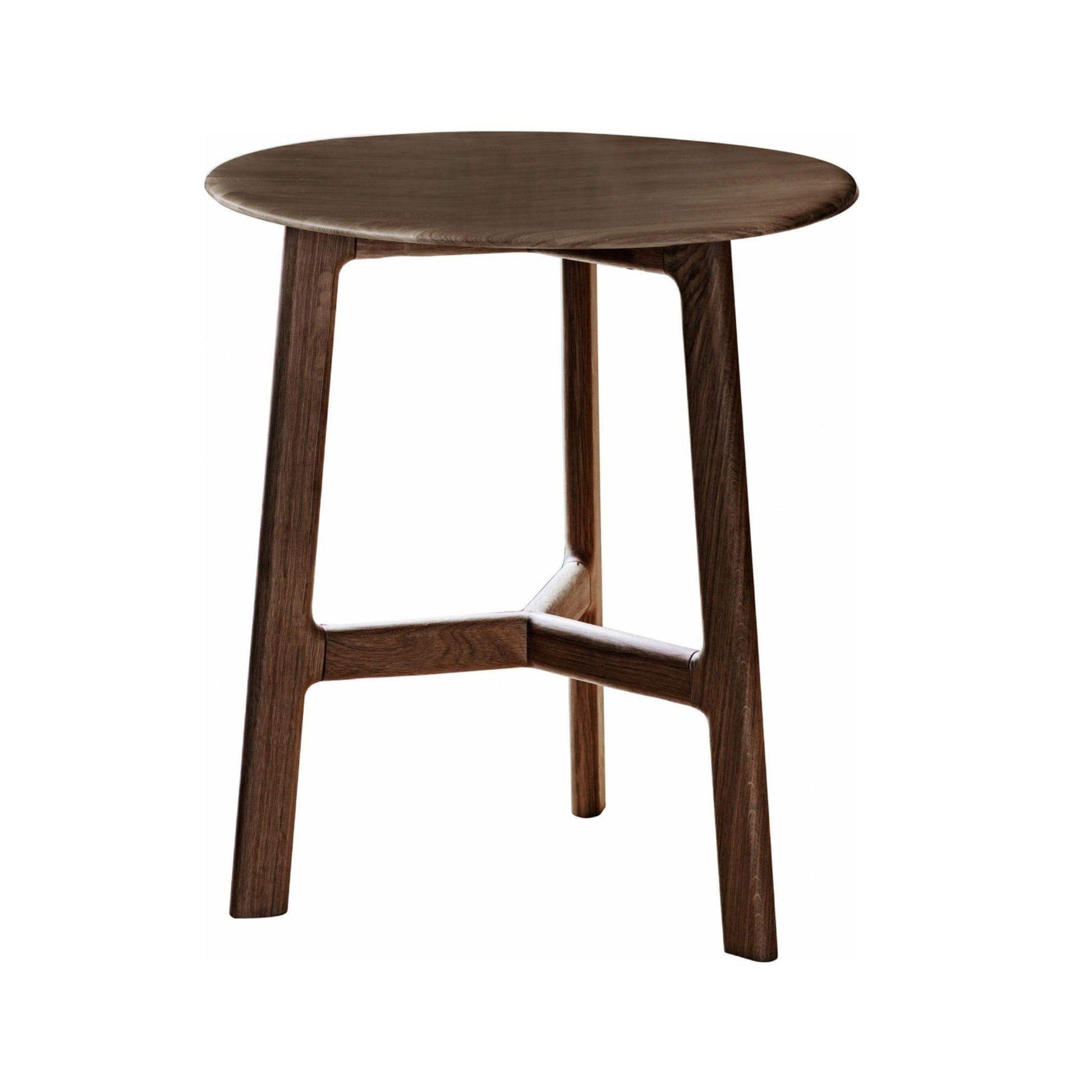 Round Mid Century Styled Walnut Side Table - The Farthing