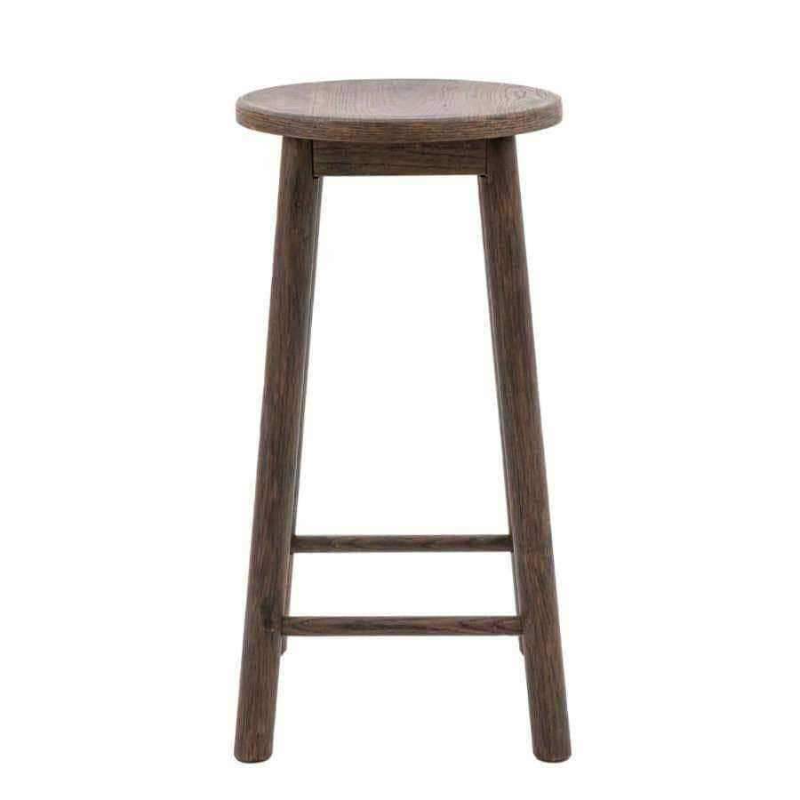 Round Morrish Smoked Wood Stool - The Farthing