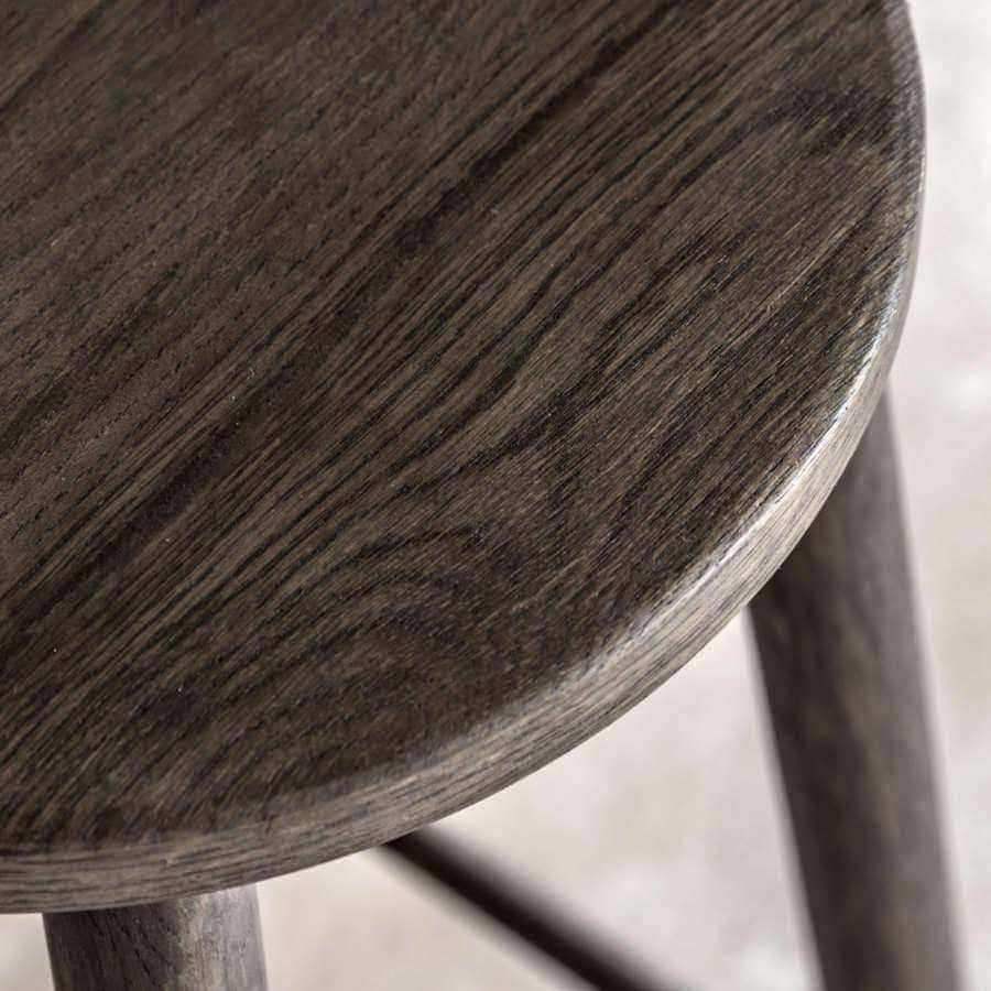 Round Morrish Smoked Wood Stool - The Farthing