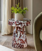 Round Mottled Glass Side Table - The Farthing
