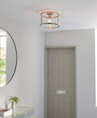 Round Nickel and Glass Ceiling Light - The Farthing