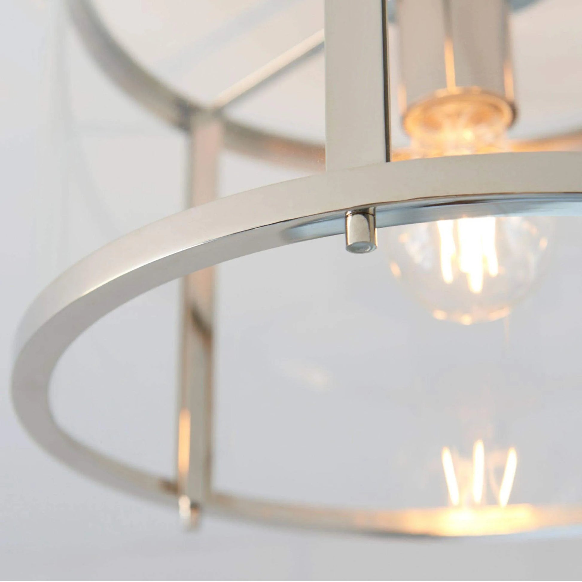 Round Nickel and Glass Ceiling Light - The Farthing