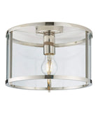 Round Nickel and Glass Ceiling Light - The Farthing